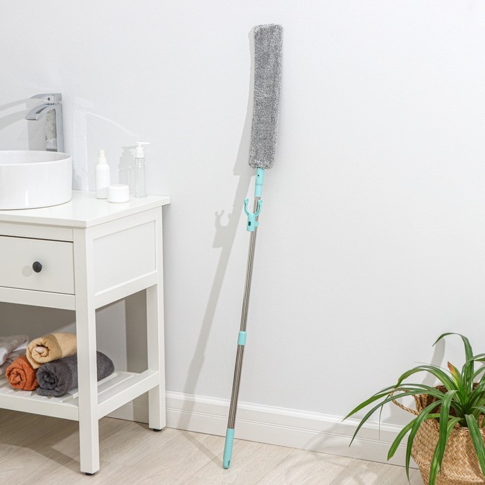 Швабра для уборки Доляна, гибкая, для труднодоступных мест, плоская насадка из микрофибры, 8&times;2,5&times;127 см