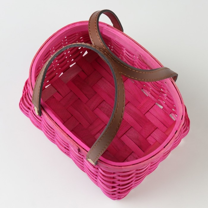 Корзина плетеная, 21 x 16 x 10/22 см, розовая, секвойя Корзина плетеная, 21 x 16 x 10/22 см, розовая, секвойя