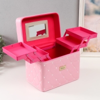 Шкатулка кожзам для косметики "Ромбы и мишки. Этажи" розовая 24,5х20,5х27 см Шкатулка кожзам для косметики "Ромбы и мишки. Этажи" розовая 24,5х20,5х27 см
