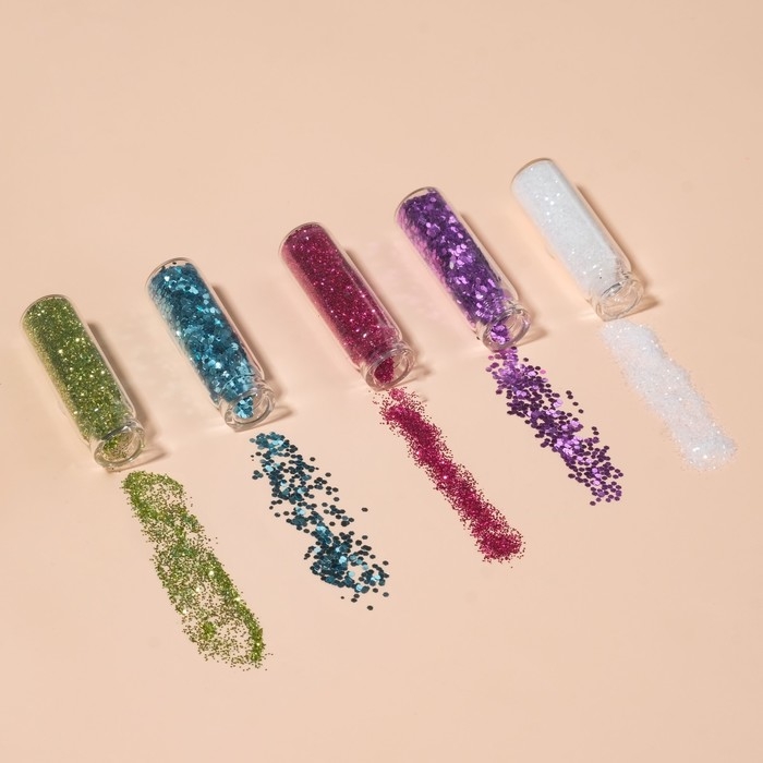 Блёстки для декора ногтей, мелкие/средние, в пластиковом органайзере, набор 24 бутылочки, разноцветные