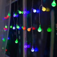 Гирлянда &laquo;Бахрома&raquo; 3 &times; 0.5 м с насадками &laquo;Шарики&raquo;, IP20, прозрачная нить, 80 LED, свечение мульти (RG/RB), мигание, 220 В