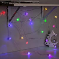 Гирлянда &laquo;Нить&raquo; 5 м с насадками &laquo;Кубики тающие&raquo;, IP20, прозрачная нить, 20 LED, свечение мульти (RG/RB), мигание, 220 В