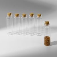 Набор баночек для хранения бисера, d = 2,2 &times; 7 см, 6 шт, в контейнере, 14,5 &times; 8,5 &times; 3,5 см