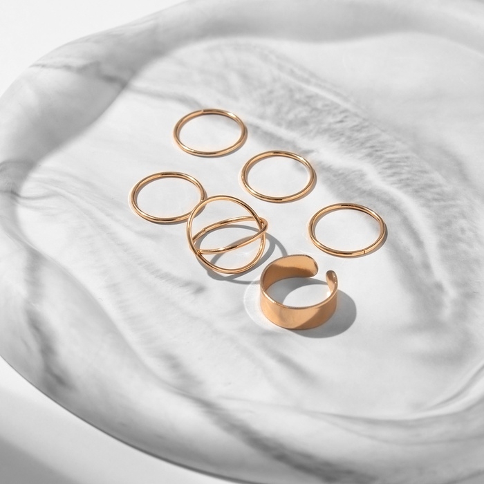 Набор колец 6 штук «Тренд» линия, цвет золото, размер 17 Набор колец 6 штук «Тренд» линия, цвет золото, размер 17