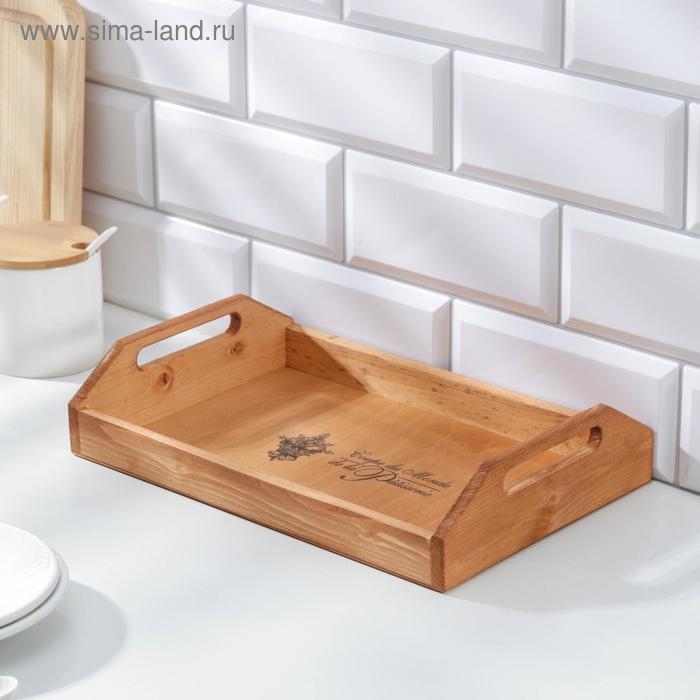 Поднос деревянный с декором, с покрытием, 30&times;20&times;6,5 см, сосна