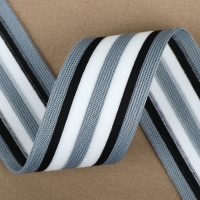 Тесьма трикотажная лампас 40 мм, 9 &plusmn; 0,5 м, цвет серый/чёрный/белый