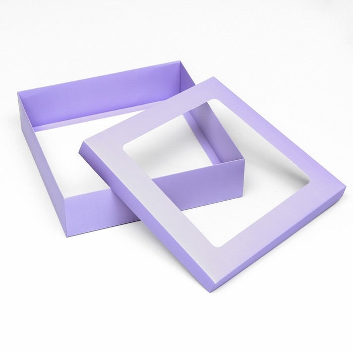Коробка подарочная складная, упаковка, крышка-дно, сиреневая, с окном 30 х 30 х 8 см Коробка подарочная складная, упаковка, крышка-дно, сиреневая, с окном 30 х 30 х 8 см