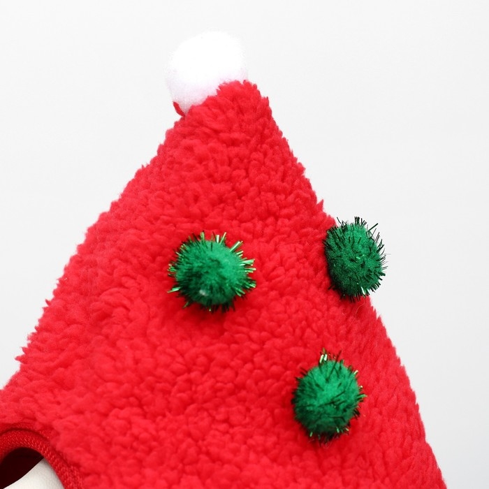 Новый год. Шапка для животных "Колпак", размер S(ОМ 15 см, длина 15 см), красный