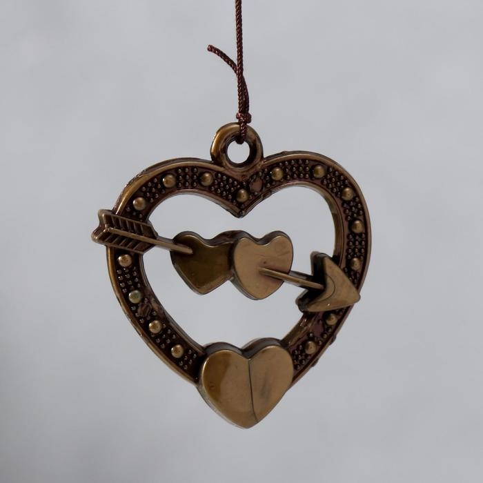 Музыка ветра металл "Сердце со стрелой" 3 колокольчика 40 см