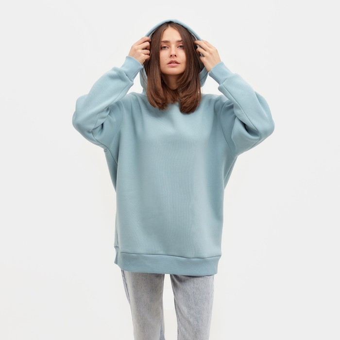 Худи женское MINAKU: Casual Collection цвет серо-голубой, р-р 46-48 Худи женское MINAKU: Casual Collection цвет серо-голубой, р-р 46-48