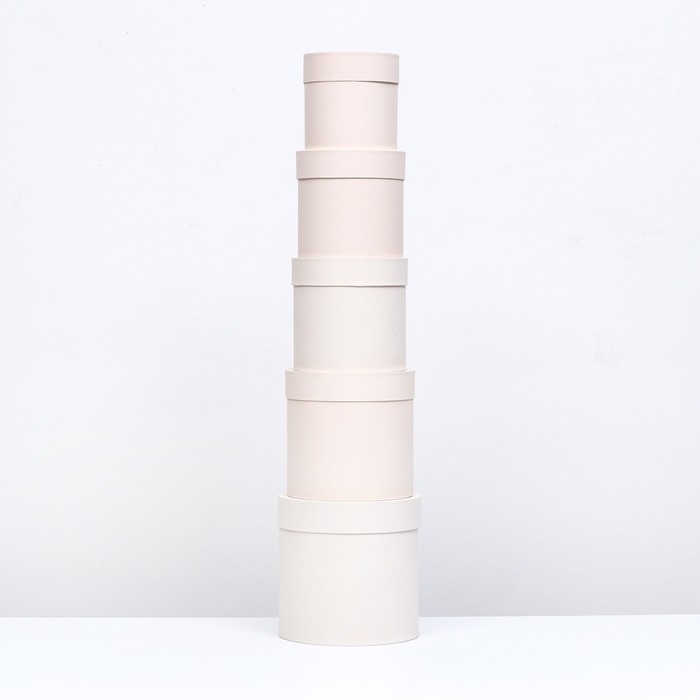 Набор шляпных коробок 5 в 1 "Ваниль", 20 &times; 20 &times; 20 ‒ 13,5 &times; 13,5 &times; 13,5 см