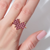 Кольцо &laquo;Сердце&raquo; пиксели, цвет розовый в золоте, безразмерное