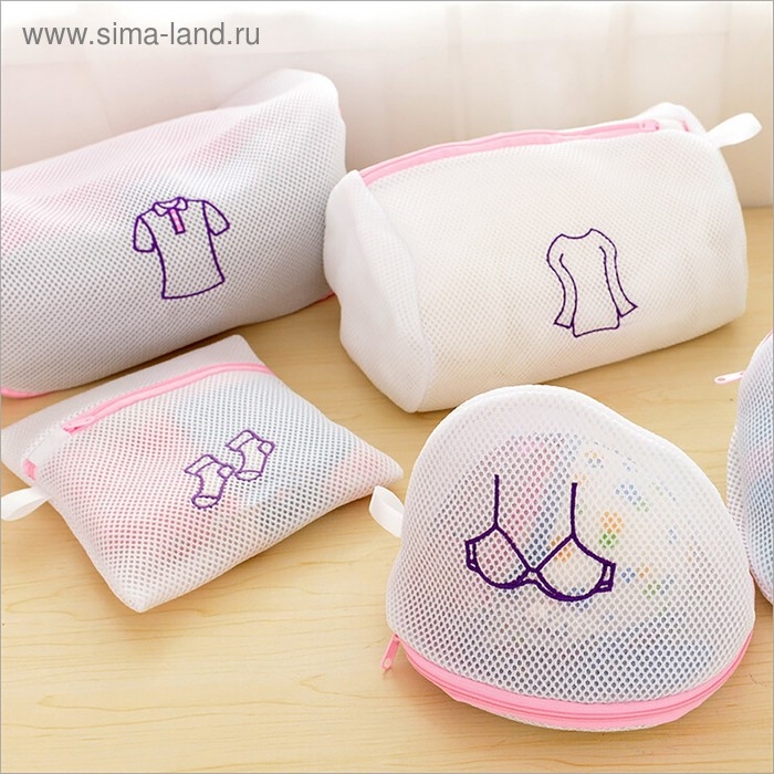 Мешок для стирки бюстгальтеров Доляна, 18&times;18&times;17 см, трёхслойный, крупная сетка, белый