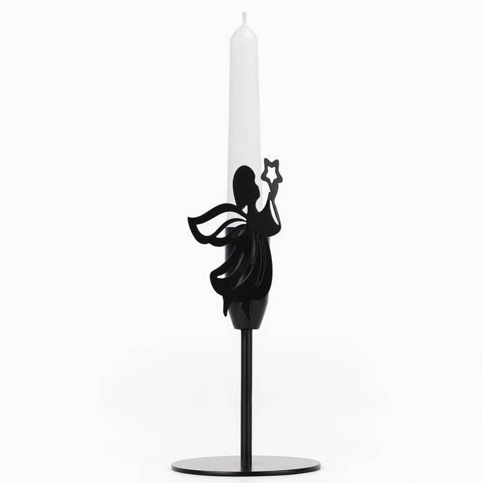 Подсвечник новогодний  &laquo;Новый год: Ангел&raquo;, черный, 7,4 х 15,3 см, диам. под свечу 2,2 см