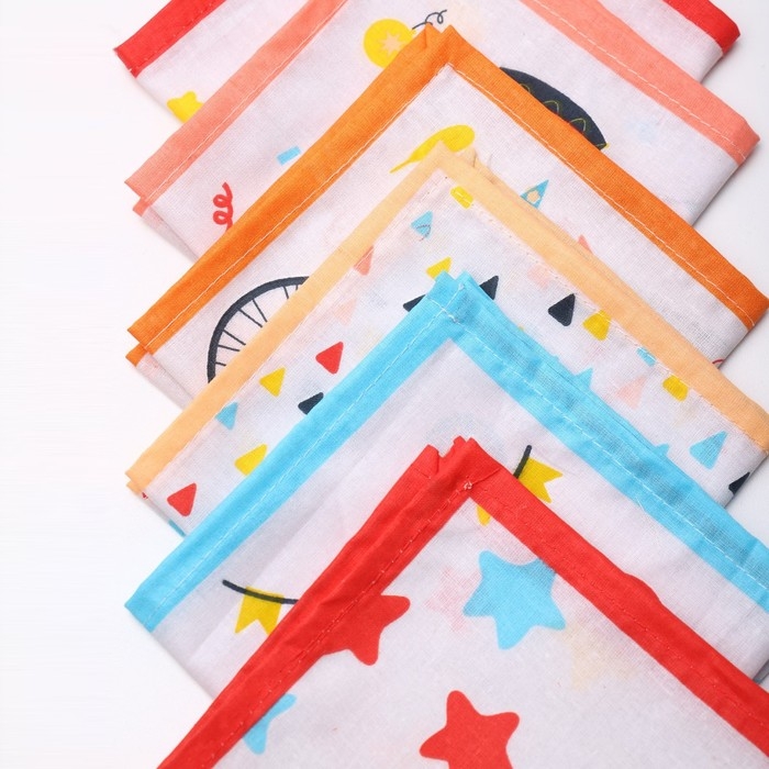 Платок носовой детский 28х28см, 6шт, рис 64092-1, МИКС, ситец 100г/м, хл100%