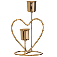 Подсвечник металл на 2 свечи "Сердце" d-2,5 см золото 14,5х9х8 см