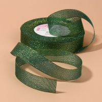 Лента парчовая, 20 мм, 23 &plusmn; 1 м, цвет зелёный