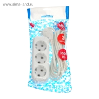 Удлинитель Smartbuy, 3 розетки, 3 м, 16 А, 3500 Вт, ПВС 3х1 мм2, с з/к, белый
