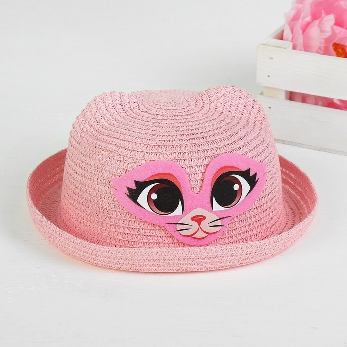 Панама детская для девочки &laquo;Киса&raquo;, цвет розовый, р-р 49 - 50, 2-5 лет