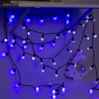 Гирлянда &laquo;Нить&raquo; 20 м с насадками &laquo;Шарики 1.5 см&raquo;, IP44, тёмная нить, 200 LED, свечение синее, 8 режимов, 220 В
