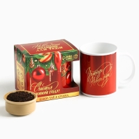 Подарочный набор новогодний &laquo;Счастья в Новом году&raquo; чай чёрный, 50 г и кружка керамическая, 300 мл