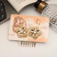 Гребень для волос "Либерти" горный цветок двойной, 5х6,5 см, золото Гребень для волос "Либерти" горный цветок двойной, 5х6,5 см, золото