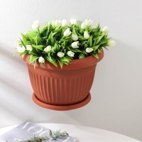 Горшок с поддоном настенный «Ливия», 4,6 л, цвет терракотовый Горшок с поддоном настенный «Ливия», 4,6 л, цвет терракотовый