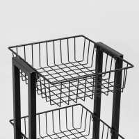 Стойка торговая универсальная, 3 корзины, на колесах, 35&times;35&times;76 см, цвет чёрный