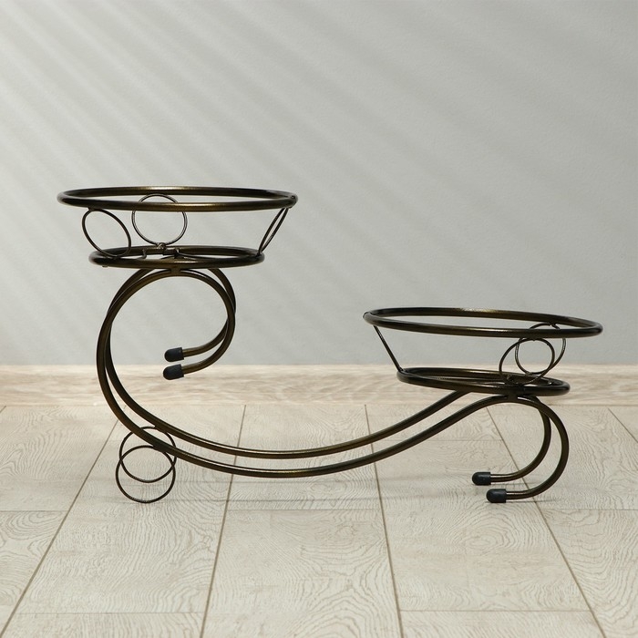 Подставка для цветов, напольная, на 2 горшка, d = 14 см, бронзовая, &laquo;Букет&raquo;