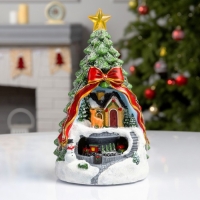 Светодиодная фигура &laquo;Поезд и оленёнок&raquo; 26 &times; 14 &times; 14 см, полистоун, батарейки АААх2 (не в комплекте), свечение мульти