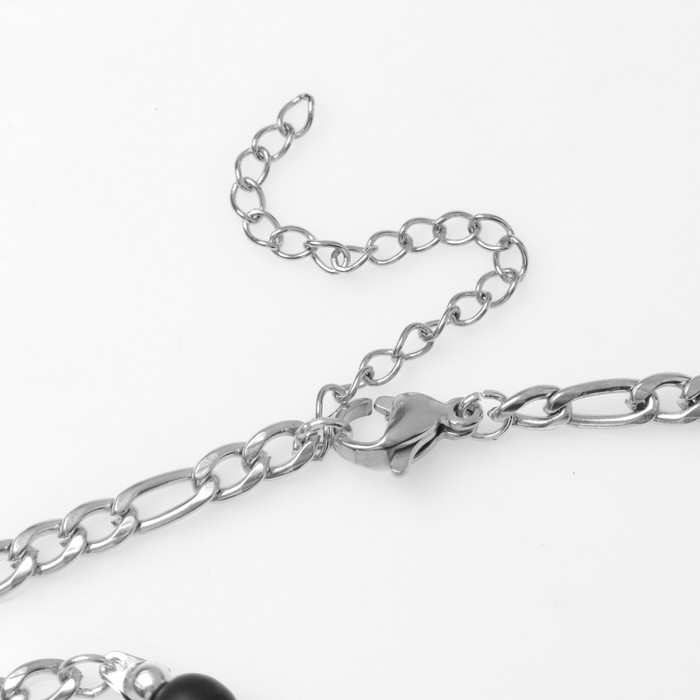 Колье &laquo;Цветок&raquo; амелия, цвет чёрный в серебре, 45см