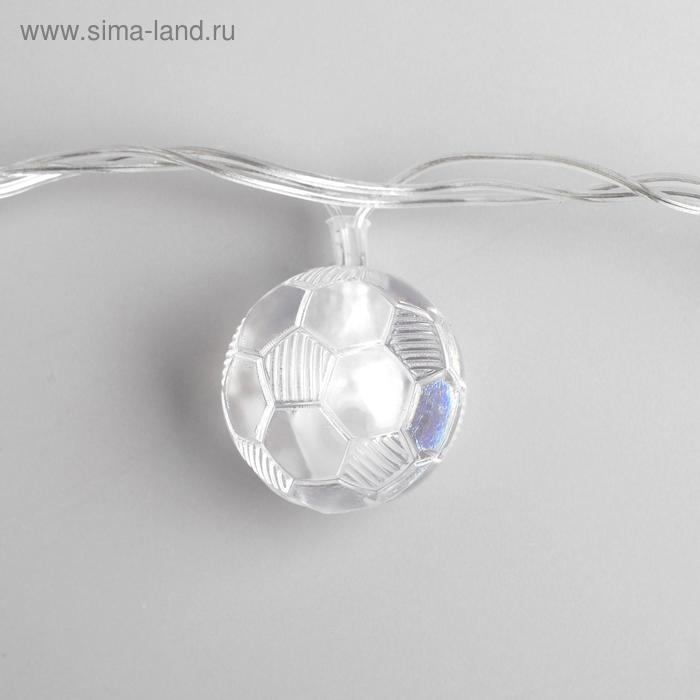 Гирлянда &laquo;Нить&raquo; 5 м с насадками &laquo;Футбольный мяч&raquo;, IP20, прозрачная нить, 20 LED, свечение мульти (RG/RB), мигание, 220 В