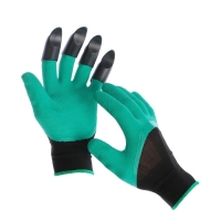 Перчатки садовые, нейлоновые «Землеройки», с латексной пропиткой, с когтями, зелёные, Greengo Перчатки садовые, нейлоновые «Землеройки», с латексной пропиткой, с когтями, зелёные, Greengo