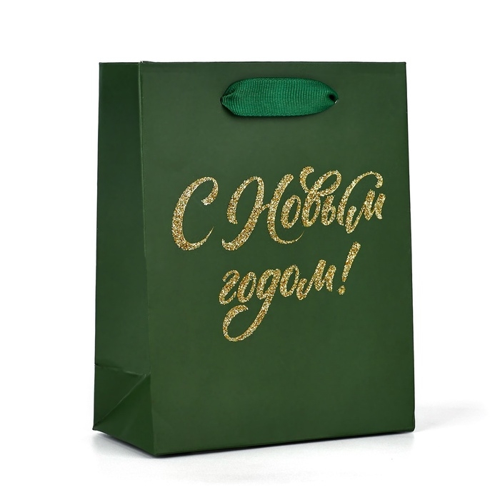 Пакет подарочный новогодний ламинированный &laquo;С Новым годом&raquo;, глиттер, S 12 х 15 х 5.5 см