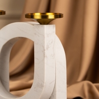 Подсвечник латунь, мрамор &laquo;Камелия&raquo; 19 х 18 х 8 см