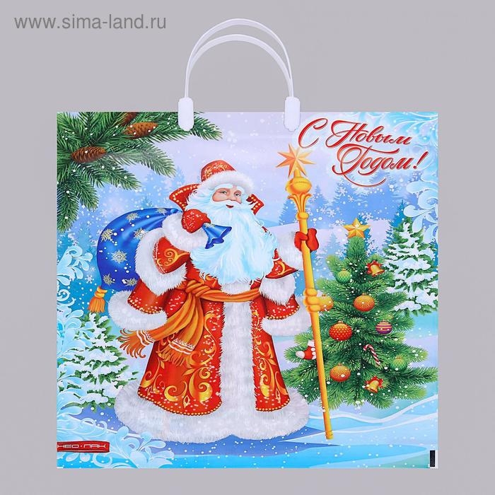 Новый год. Пакет "Желанный гость", полиэтиленовый с пластиковой ручкой, 38х44 см.
