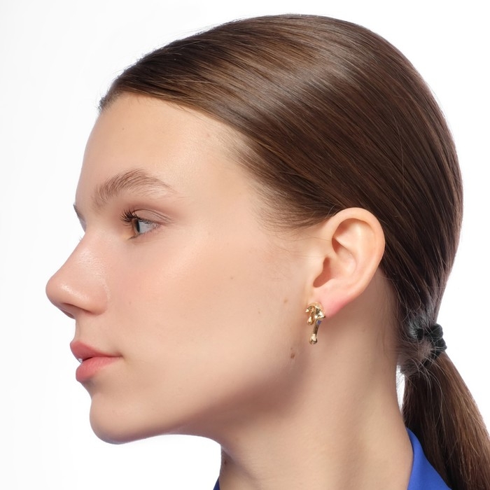 Серьги металл &laquo;Таяние&raquo; капли, цвет золото