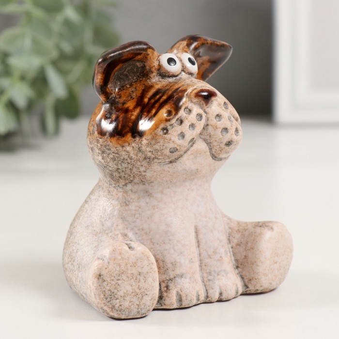 Сувенир керамика "Пёсик сидит" 7,8х8,8х9,5 см