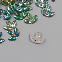 Декор для творчества пластик 2 прокола "Стразы Трилистник. Лагуна" набор 80 шт 0,5х1 см