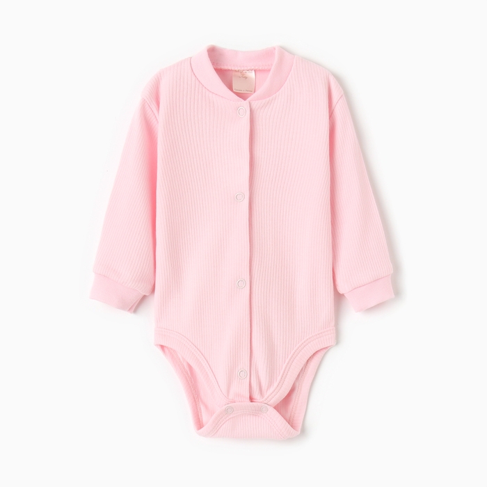 Боди детское с длинным рукавом (с кнопками), цвет розовый, рост 56