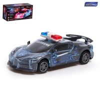 Машина инерционная &laquo;Crazy race, полиция&raquo;, русская озвучка, свет, цвет серый