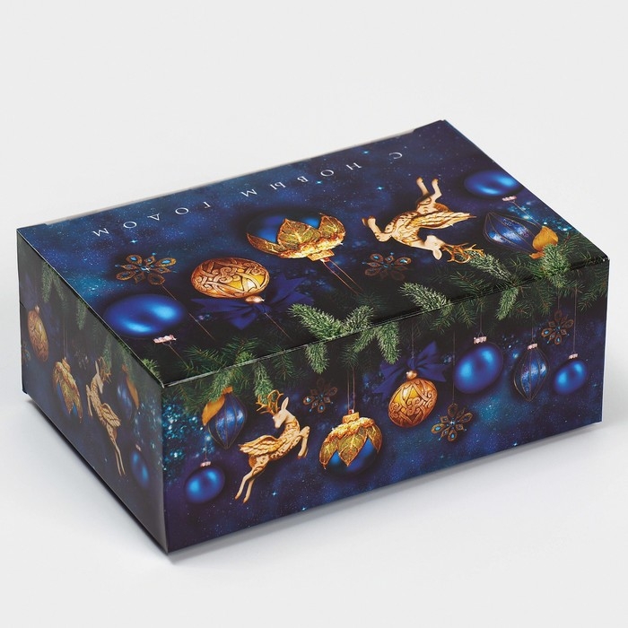 Подарочная коробка складная, новогодняя&laquo;Новогодние шары&raquo;, 18 х 12 х 7 см, Новый год