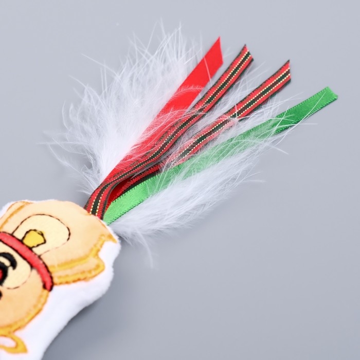 Новый год. Дразнилка-удочка для кошек с бубенчиком Новый год. Дразнилка-удочка для кошек с бубенчиком "Красный нос", 40 см