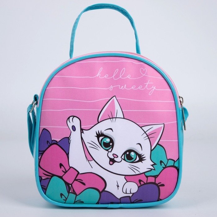 Сумка детская для девочки "Котик" 16*17см, искусственная кожа