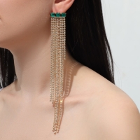 Серьги висячие со стразами «Мулен Руж» водопад, цвет бело-зелёный в золоте, 19 см Серьги висячие со стразами «Мулен Руж» водопад, цвет бело-зелёный в золоте, 19 см