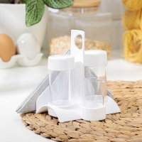 Набор для специй пластиковый &laquo;Рондо. Презент&raquo;, 3 шт, на подставке с салфетницей, цвет белый