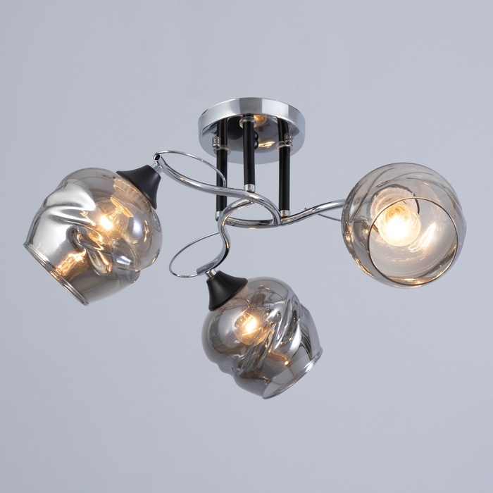 Люстра "Миллениум" 3х60Вт Е27 Хром, чёрный 56х56х23см