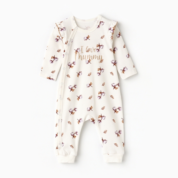 Комбинезон детский с закрытыми ножками, цвет белый, рост 68