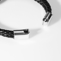Браслет кожа &laquo;Когти&raquo; 2 нити, цвет серебряно-чёрный, 21 см