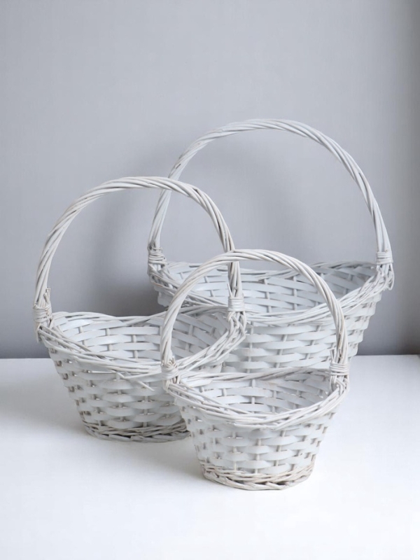 Набор корзин овальные 3 шт            27*21 см, высота 10/14 см, высота с ручкой 29 см, дно 16*16 см